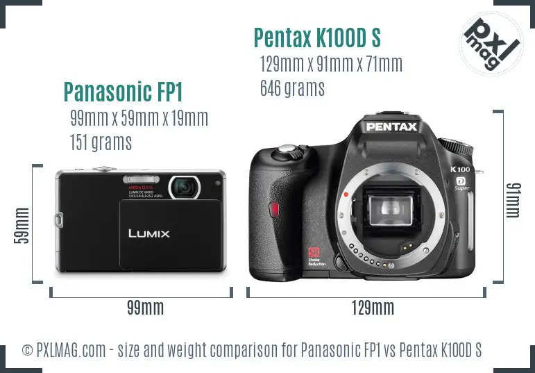Panasonic FP1 vs Pentax K100D S size comparison