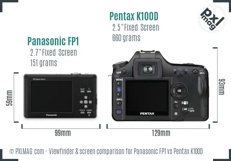 Panasonic FP1 vs Pentax K100D Screen and Viewfinder comparison