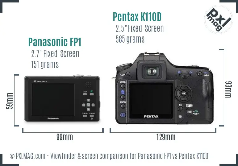 Panasonic FP1 vs Pentax K110D Screen and Viewfinder comparison