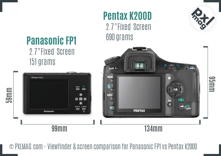 Panasonic FP1 vs Pentax K200D Screen and Viewfinder comparison