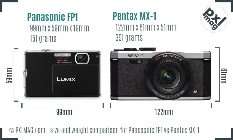Panasonic FP1 vs Pentax MX-1 size comparison