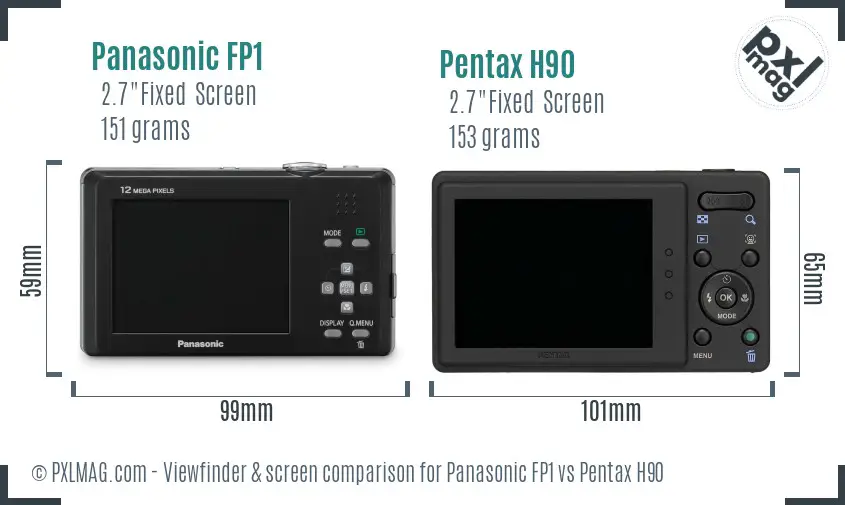 Panasonic FP1 vs Pentax H90 Screen and Viewfinder comparison