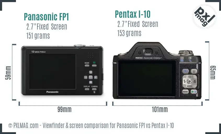 Panasonic FP1 vs Pentax I-10 Screen and Viewfinder comparison