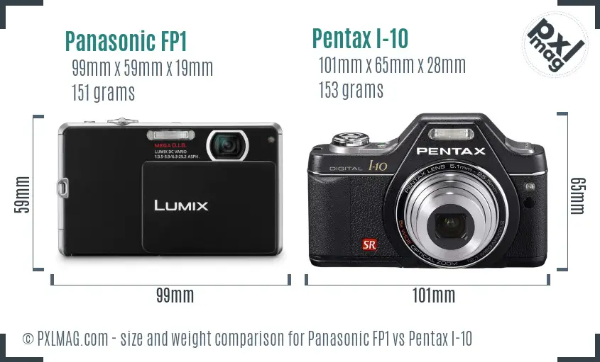 Panasonic FP1 vs Pentax I-10 size comparison