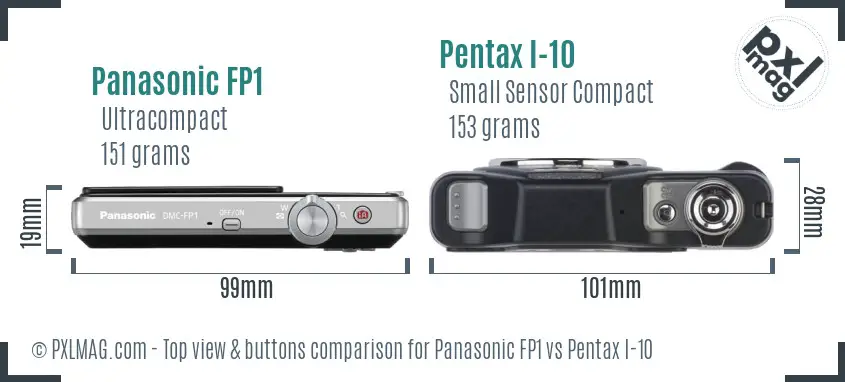 Panasonic FP1 vs Pentax I-10 top view buttons comparison