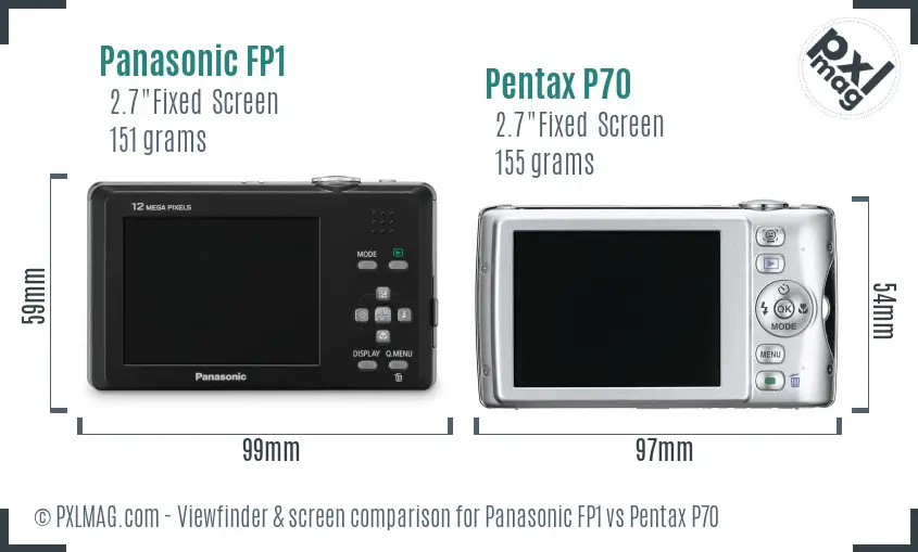 Panasonic FP1 vs Pentax P70 Screen and Viewfinder comparison