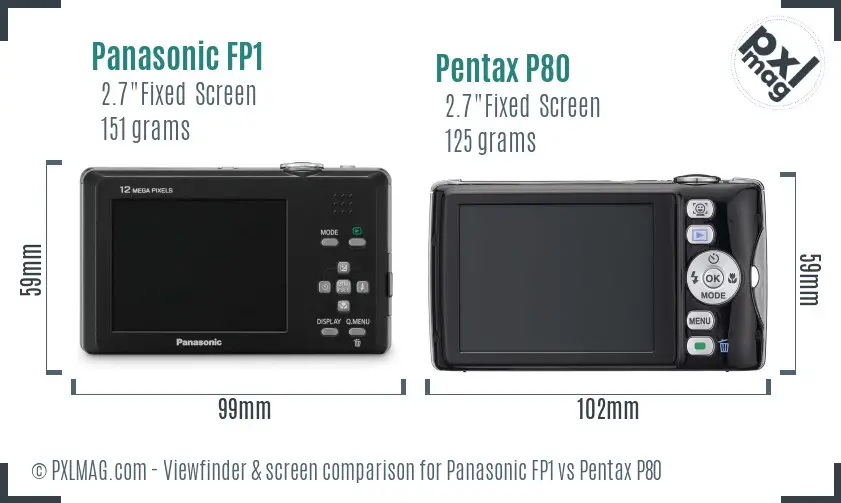 Panasonic FP1 vs Pentax P80 Screen and Viewfinder comparison