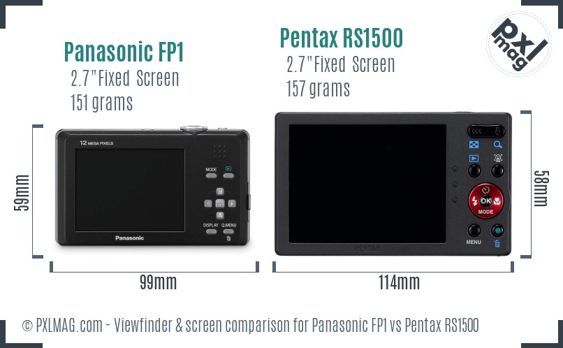 Panasonic FP1 vs Pentax RS1500 Screen and Viewfinder comparison