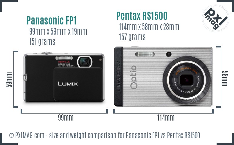 Panasonic FP1 vs Pentax RS1500 size comparison