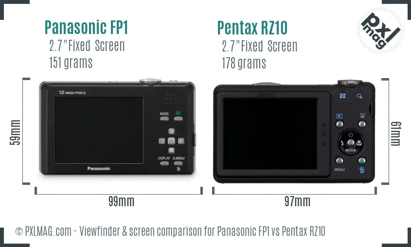 Panasonic FP1 vs Pentax RZ10 Screen and Viewfinder comparison