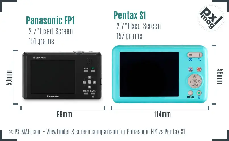 Panasonic FP1 vs Pentax S1 Screen and Viewfinder comparison