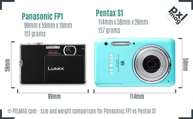 Panasonic FP1 vs Pentax S1 size comparison