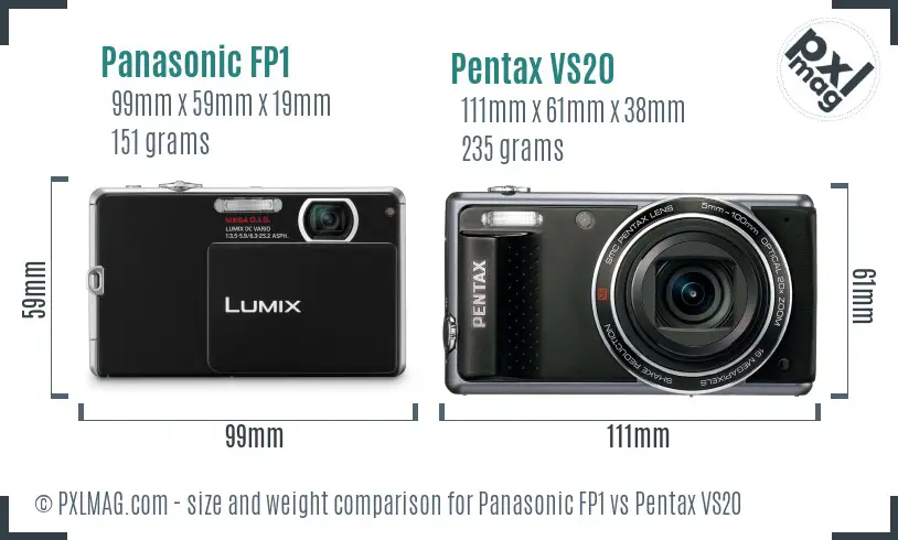 Panasonic FP1 vs Pentax VS20 size comparison