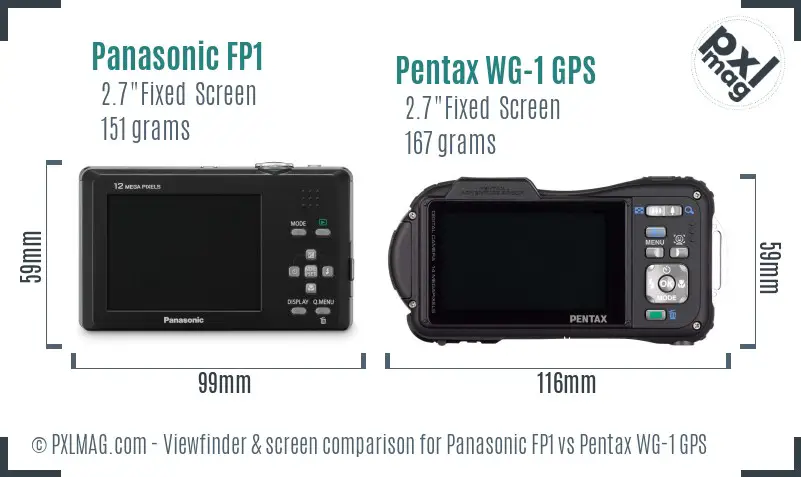Panasonic FP1 vs Pentax WG-1 GPS Screen and Viewfinder comparison