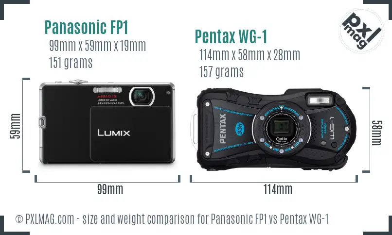 Panasonic FP1 vs Pentax WG-1 size comparison