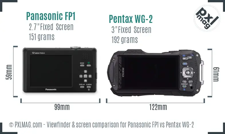 Panasonic FP1 vs Pentax WG-2 Screen and Viewfinder comparison