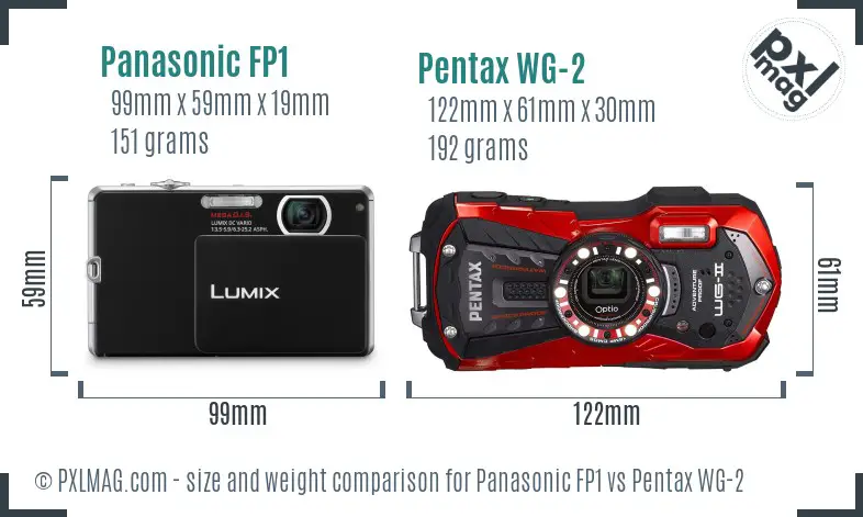 Panasonic FP1 vs Pentax WG-2 size comparison