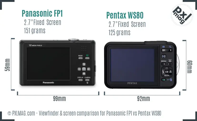 Panasonic FP1 vs Pentax WS80 Screen and Viewfinder comparison
