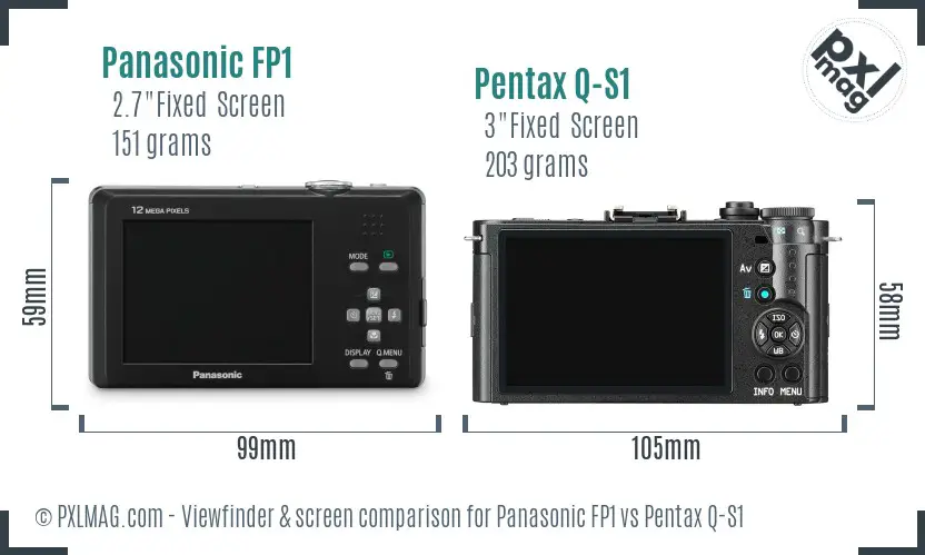 Panasonic FP1 vs Pentax Q-S1 Screen and Viewfinder comparison