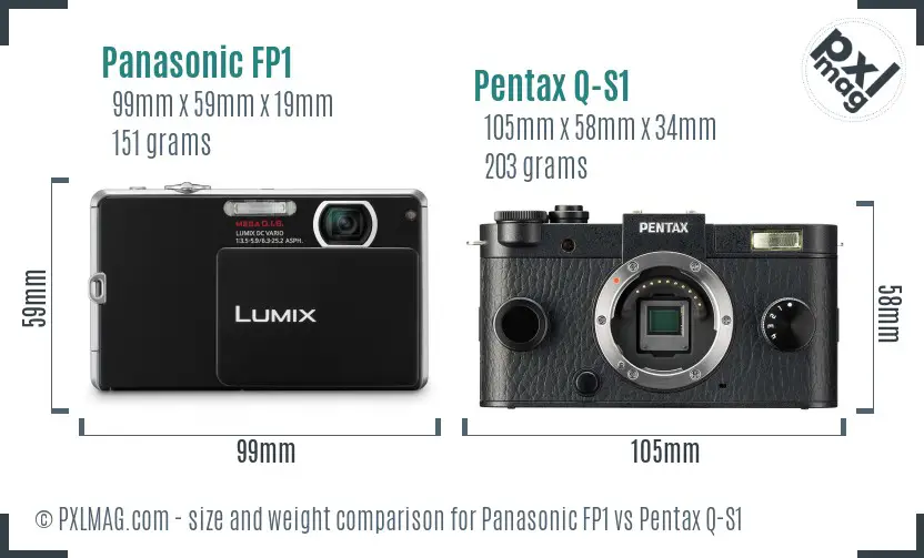 Panasonic FP1 vs Pentax Q-S1 size comparison