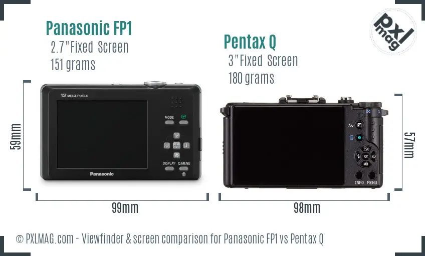 Panasonic FP1 vs Pentax Q Screen and Viewfinder comparison