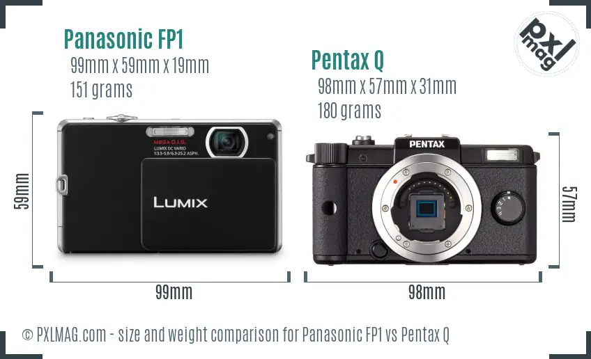 Panasonic FP1 vs Pentax Q size comparison