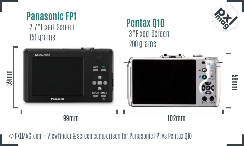 Panasonic FP1 vs Pentax Q10 Screen and Viewfinder comparison