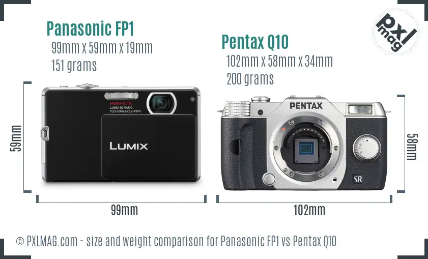 Panasonic FP1 vs Pentax Q10 size comparison