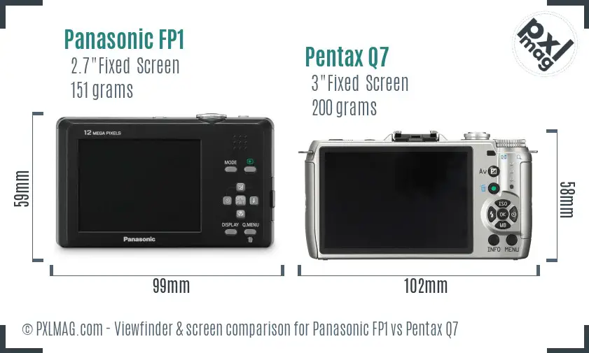 Panasonic FP1 vs Pentax Q7 Screen and Viewfinder comparison