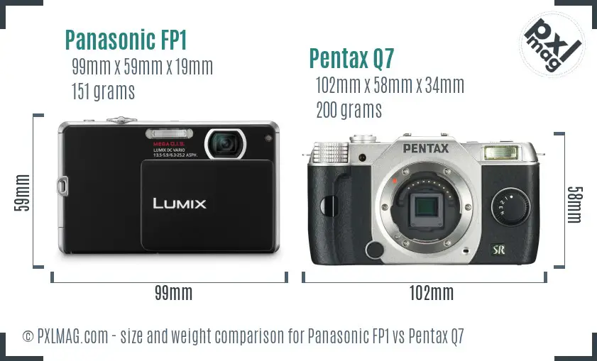 Panasonic FP1 vs Pentax Q7 size comparison