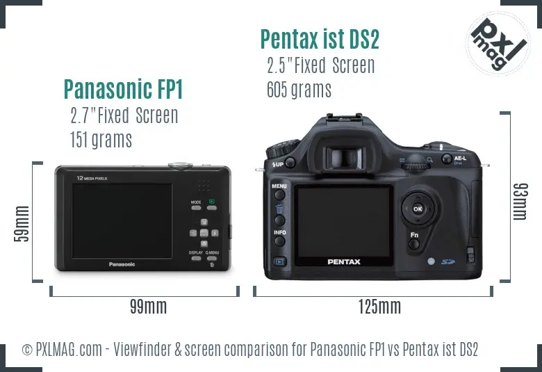 Panasonic FP1 vs Pentax ist DS2 Screen and Viewfinder comparison