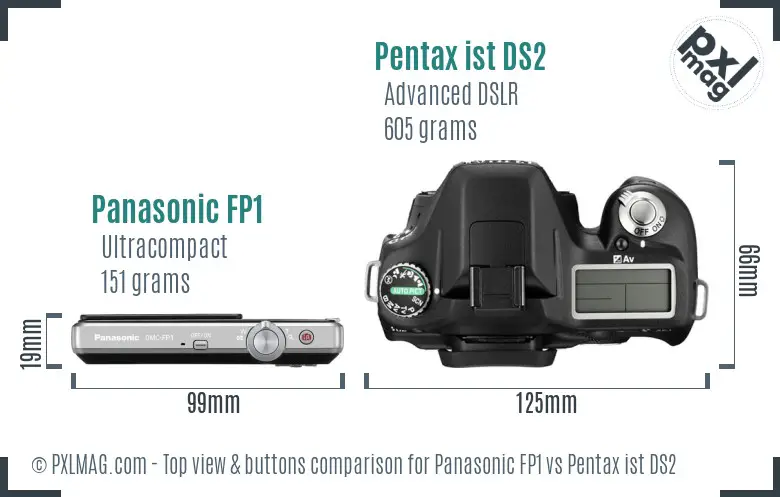 Panasonic FP1 vs Pentax ist DS2 top view buttons comparison