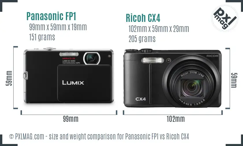 Panasonic FP1 vs Ricoh CX4 size comparison