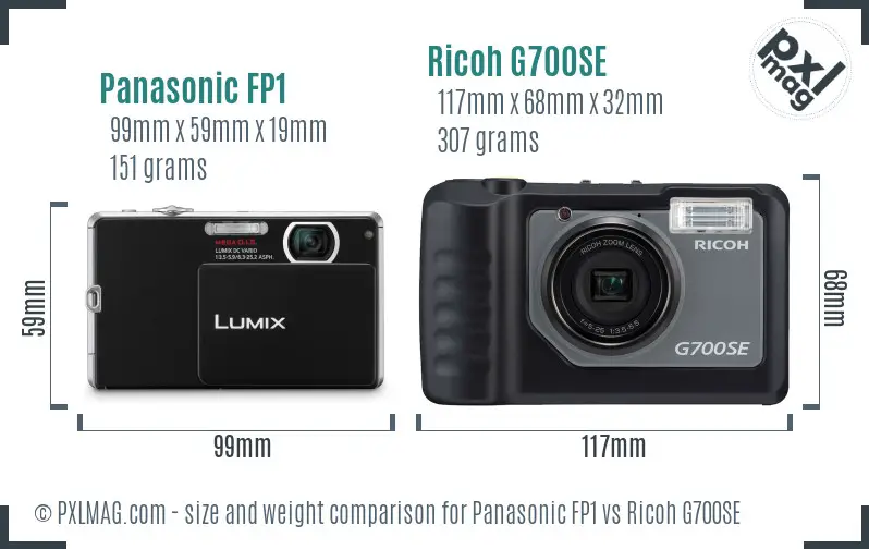 Panasonic FP1 vs Ricoh G700SE size comparison