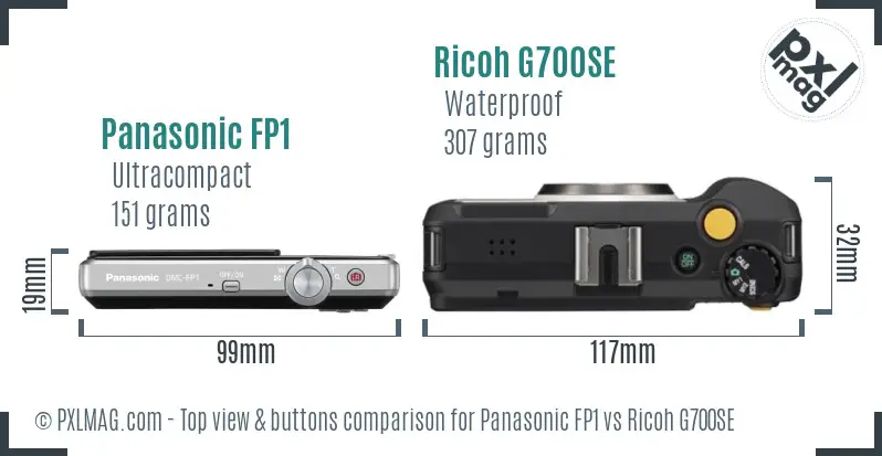 Panasonic FP1 vs Ricoh G700SE top view buttons comparison