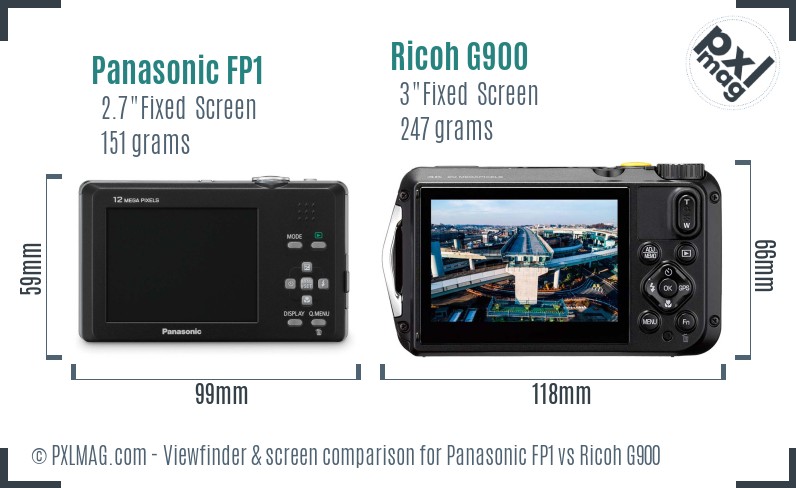 Panasonic FP1 vs Ricoh G900 Screen and Viewfinder comparison