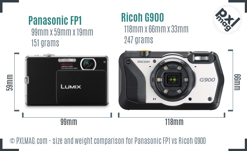 Panasonic FP1 vs Ricoh G900 size comparison