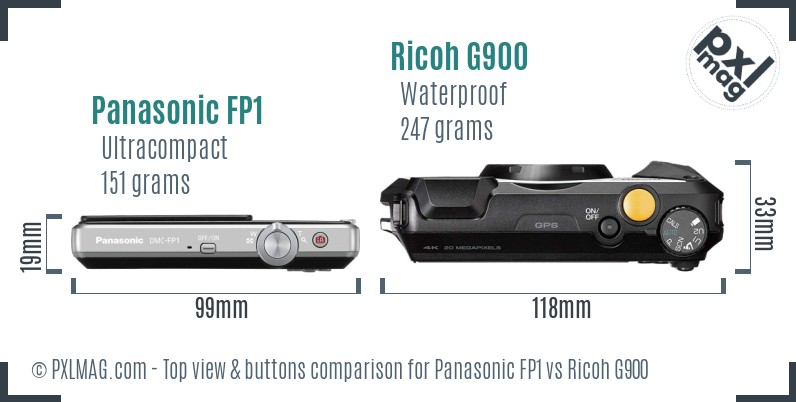 Panasonic FP1 vs Ricoh G900 top view buttons comparison