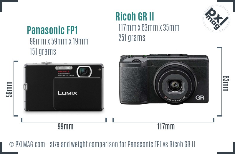 Panasonic FP1 vs Ricoh GR II size comparison