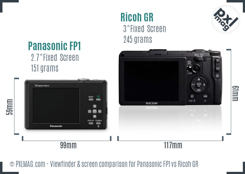 Panasonic FP1 vs Ricoh GR Screen and Viewfinder comparison