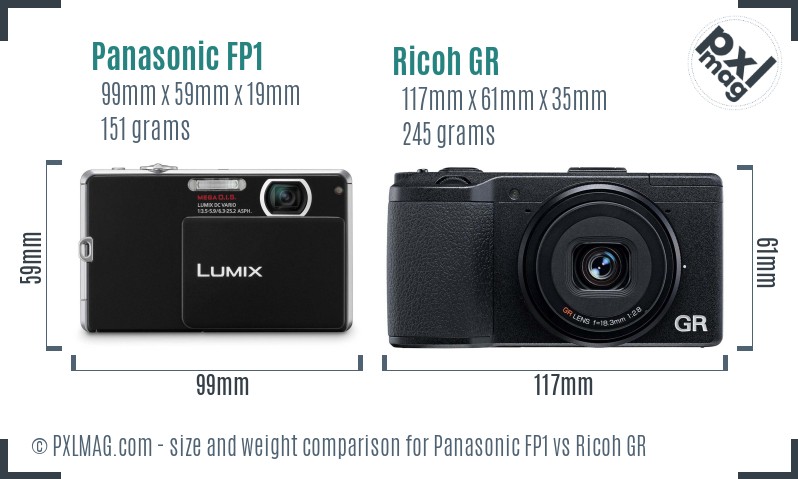 Panasonic FP1 vs Ricoh GR size comparison Panasonic FP1 vs Ricoh GR size comparison