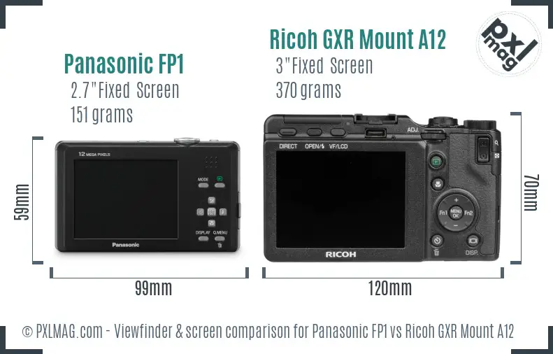 Panasonic FP1 vs Ricoh GXR Mount A12 Screen and Viewfinder comparison Panasonic FP1 vs Ricoh GXR Mount A12 Screen and Viewfinder comparison