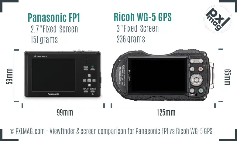 Panasonic FP1 vs Ricoh WG-5 GPS Screen and Viewfinder comparison