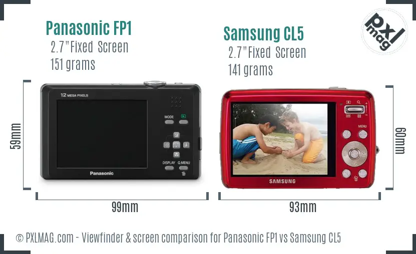 Panasonic FP1 vs Samsung CL5 Screen and Viewfinder comparison