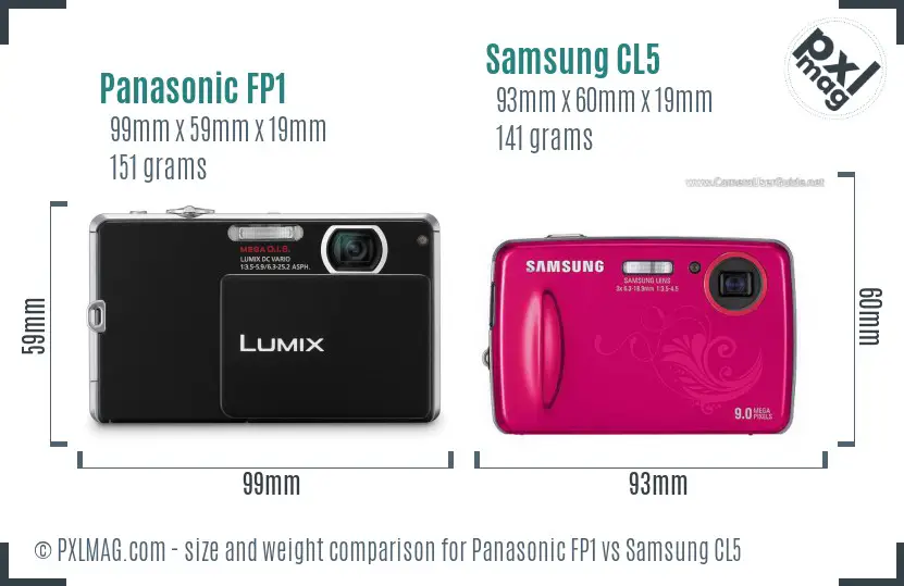 Panasonic FP1 vs Samsung CL5 size comparison