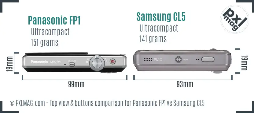 Panasonic FP1 vs Samsung CL5 top view buttons comparison