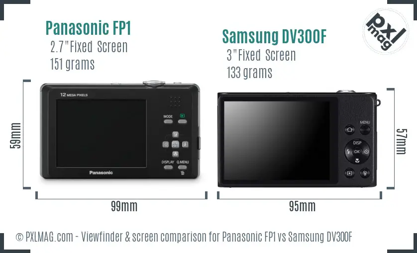 Panasonic FP1 vs Samsung DV300F Screen and Viewfinder comparison