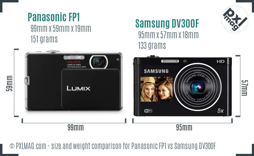 Panasonic FP1 vs Samsung DV300F size comparison