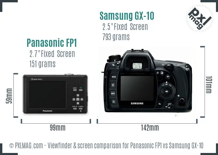 Panasonic FP1 vs Samsung GX-10 Screen and Viewfinder comparison