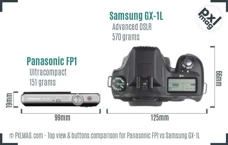 Panasonic FP1 vs Samsung GX-1L top view buttons comparison